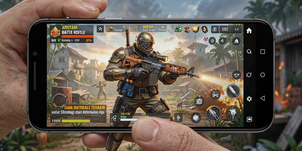 Screenshot utama ARISTA88 menampilkan aksi pertarungan intens dalam gameplay Battle Royale.