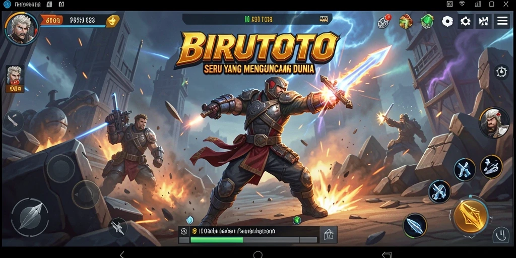 Tampilan gameplay seru dalam BIRUTOTO yang menghadirkan pertarungan mendebarkan.