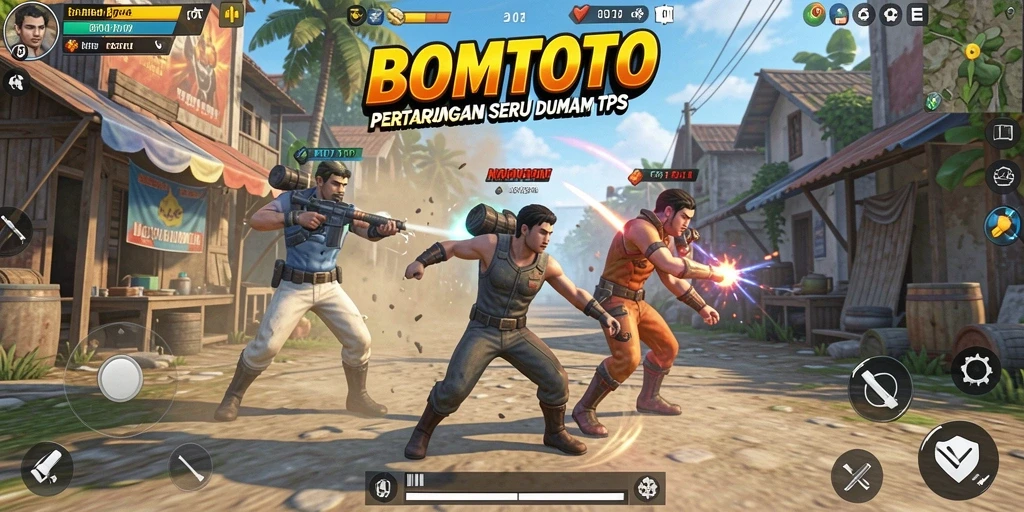 Gameplay seru dalam pertempuran TPS di BOMTOTO.