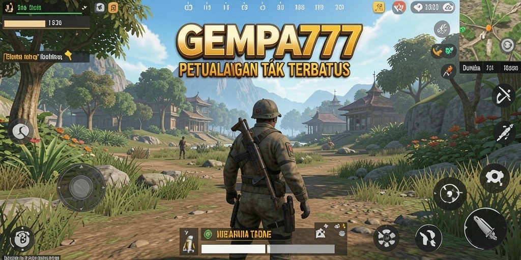 Tangkapan layar menunjukkan gameplay dinamis dari GEMPA777 di dunia terbuka.