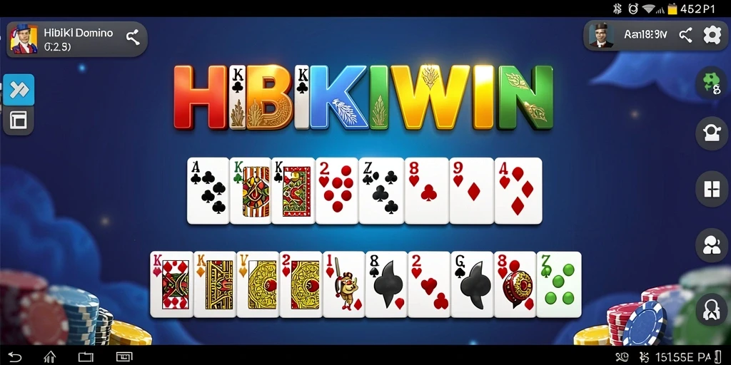 Tampilan utama gameplay HIBIKIWIN dengan pemain yang bersaing di papan Domino.