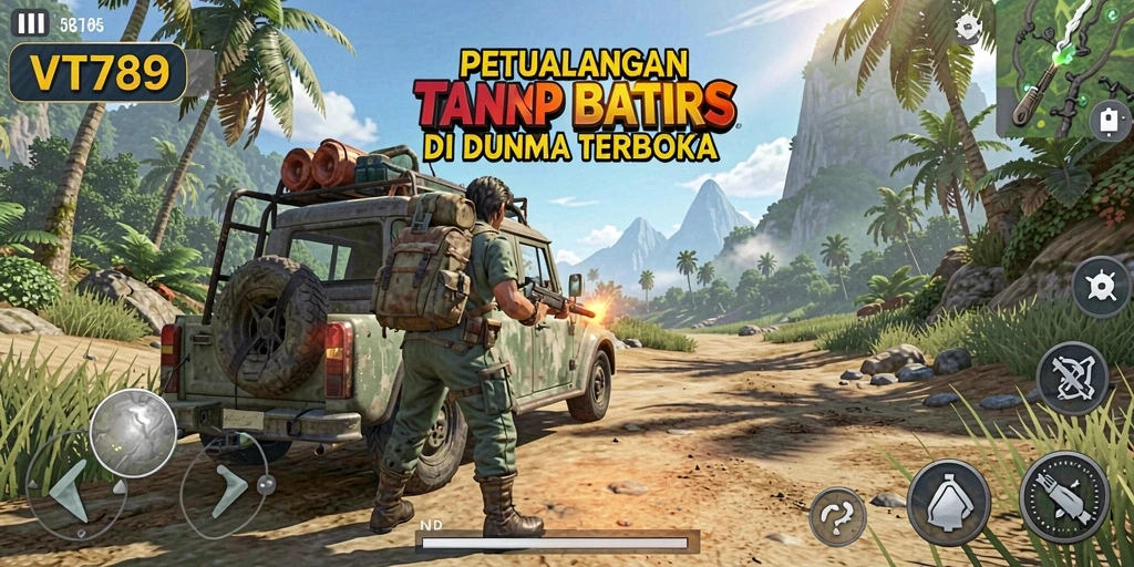Tangkapan layar utama menunjukkan petualangan mendebarkan di dunia terbuka.